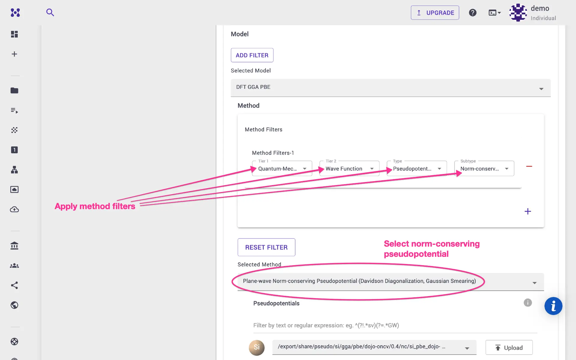 Select norm-conserving pseudopotential